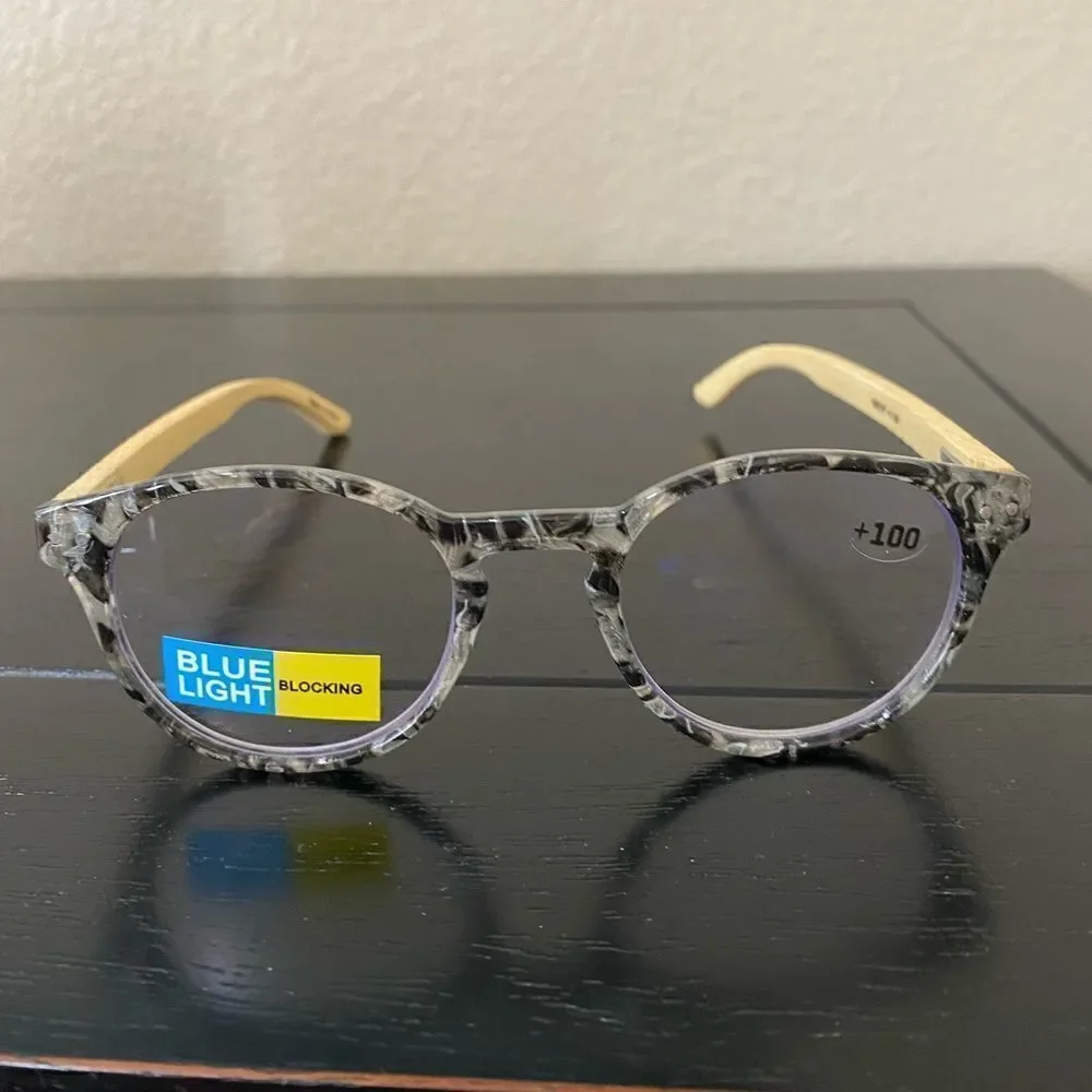 💼Round Tortoiseshell Clear and Black  Glasses, Readers with Blue Light B…